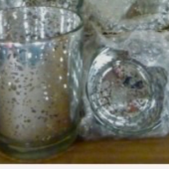 Set of 3 Silver Mercury Glass Votive Tealight Candle Holders, Shiny and New - Picture 2 of 5